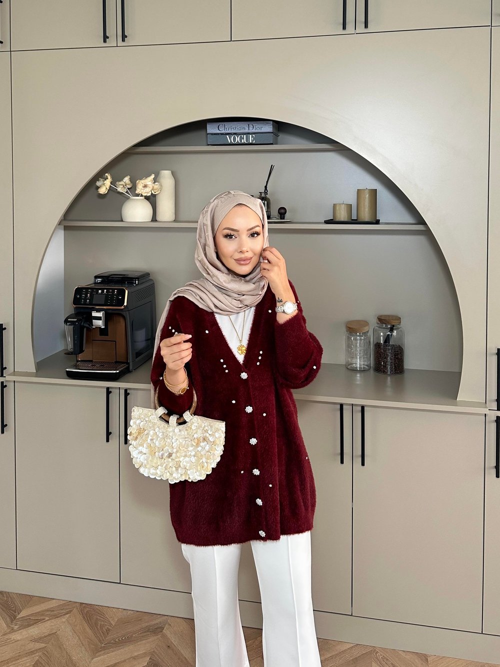 Frida Angora Hırka Bordo