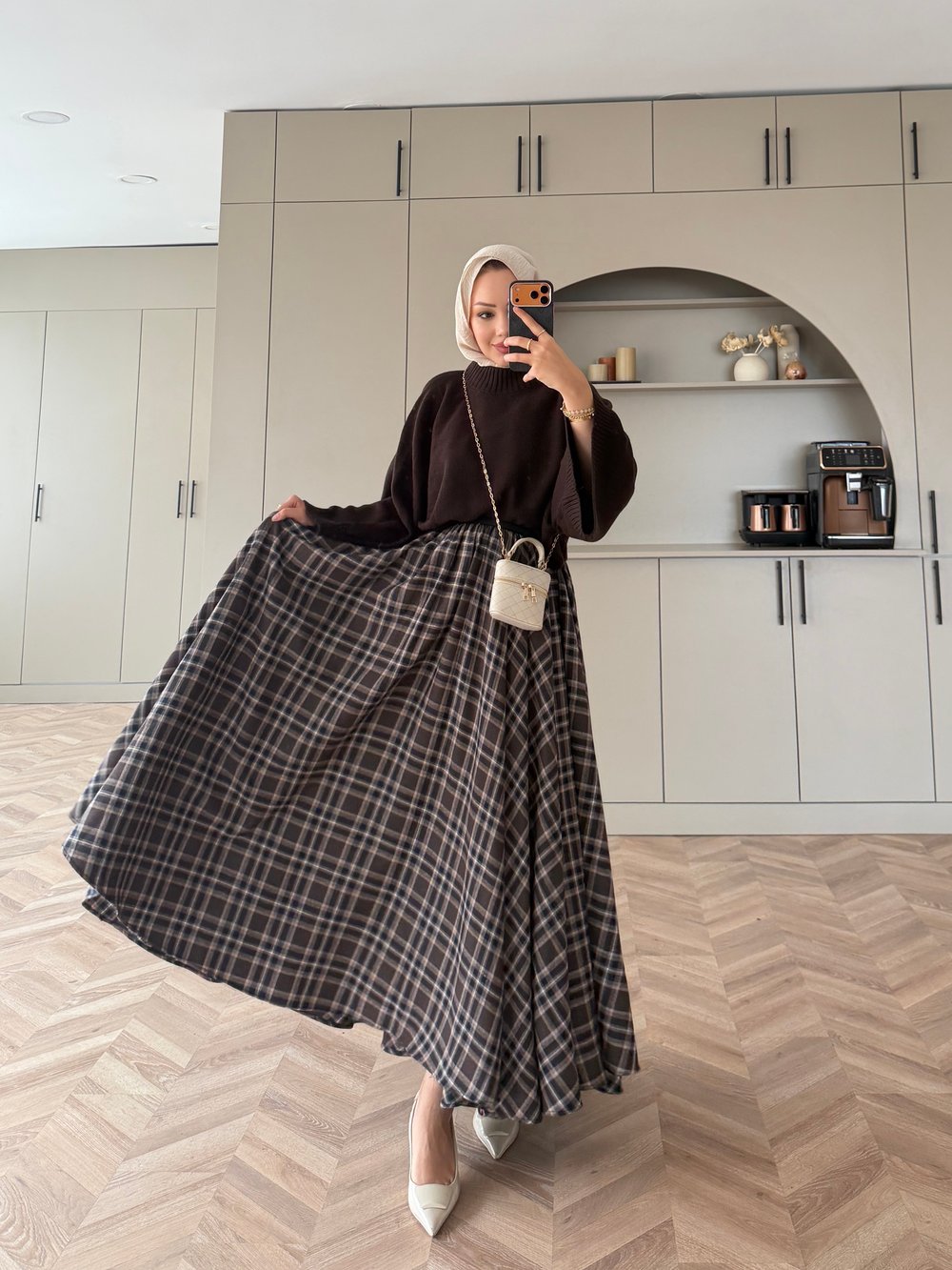 Frill Ekose Desen Etek 2 Kahve 