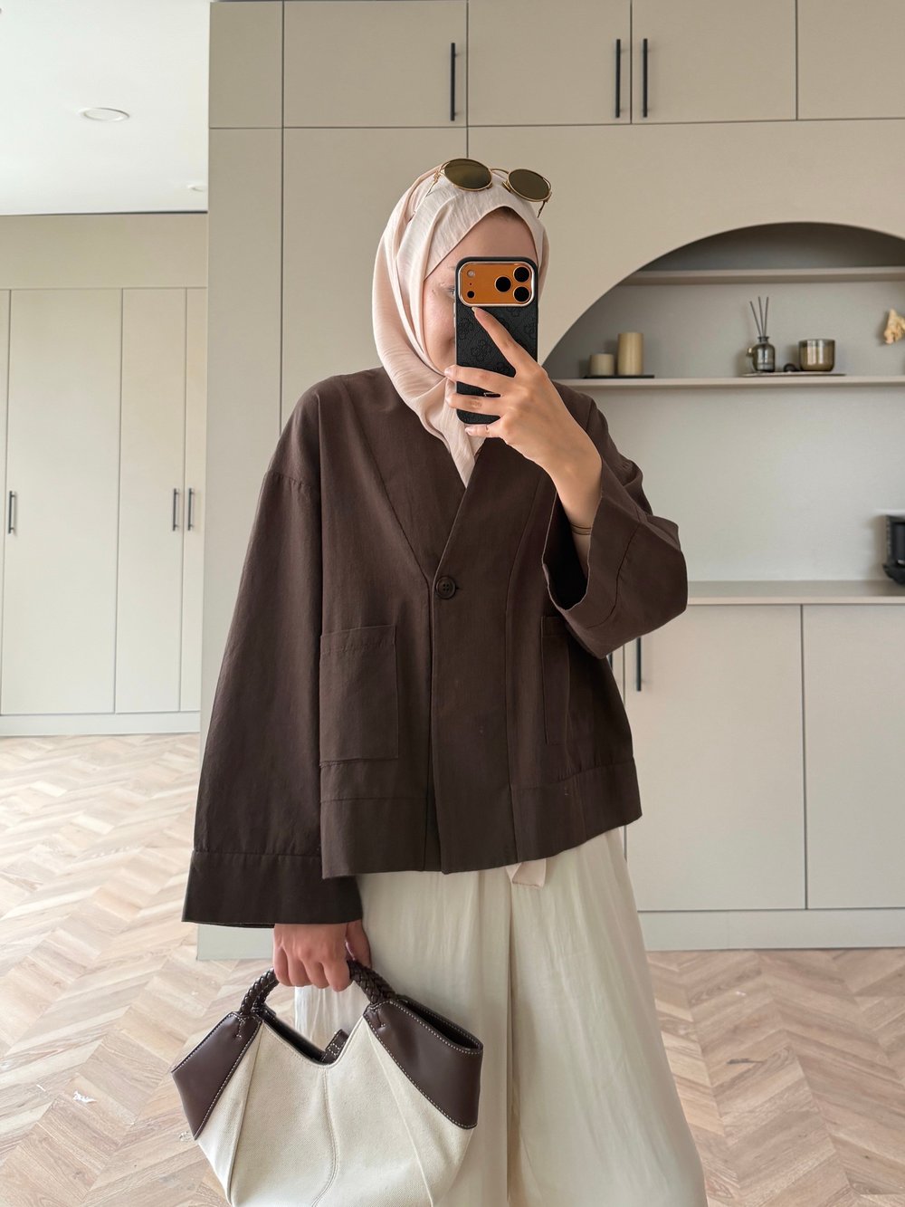 Front Düğmeli Bluz Kahve (5461)