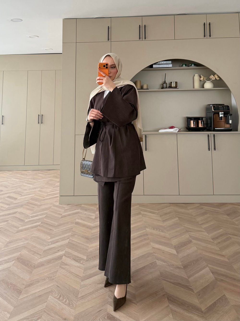 Garance Kruvaze Pantolonlu Kot Takım Acı Kahve (2367)