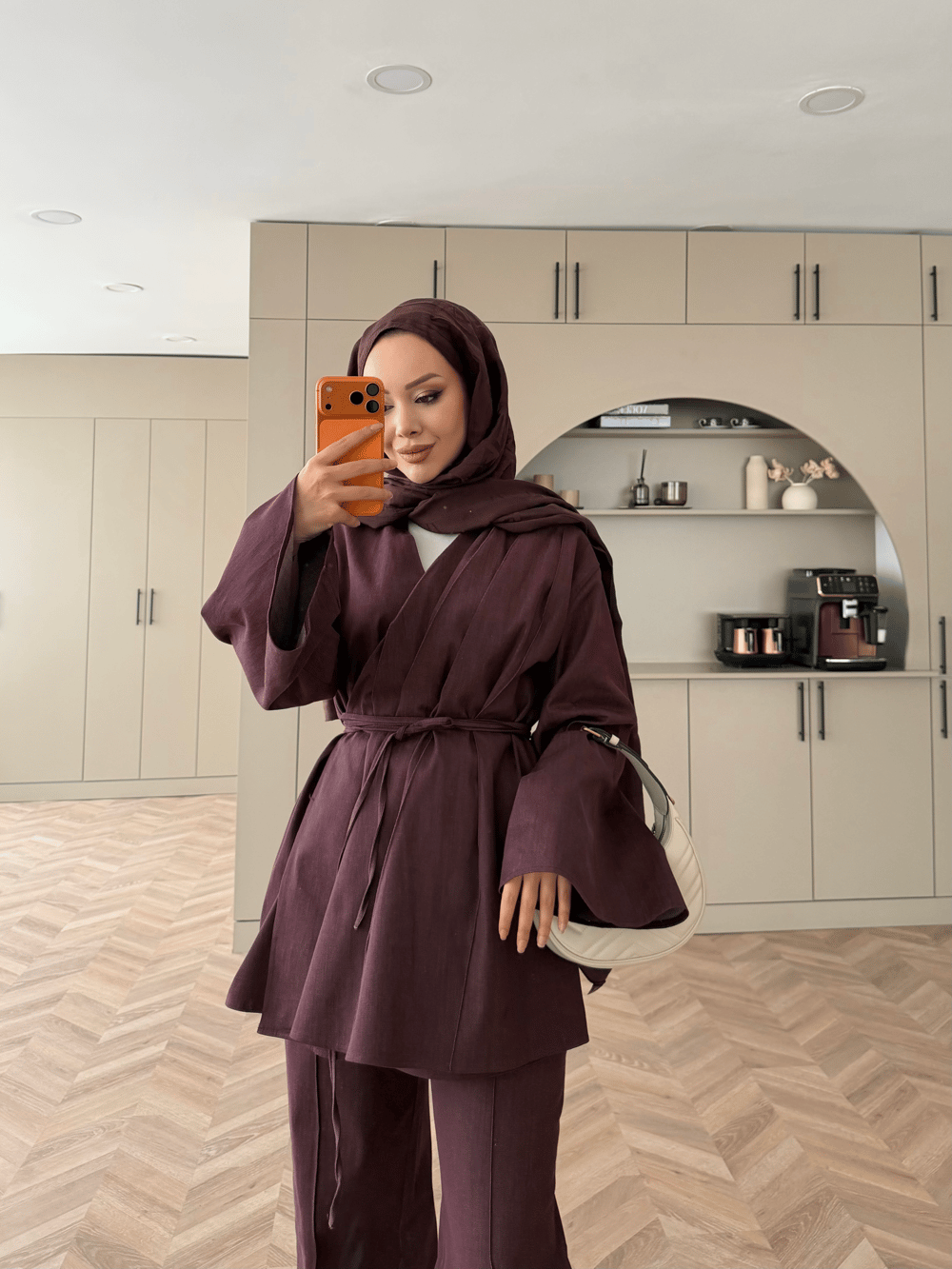 Garance Kruvaze Pantolonlu Kot  kemersizTakım Mürdüm (2367)