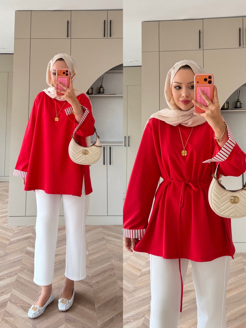 Garnili Oversize Sweat Kırmızı (3521)