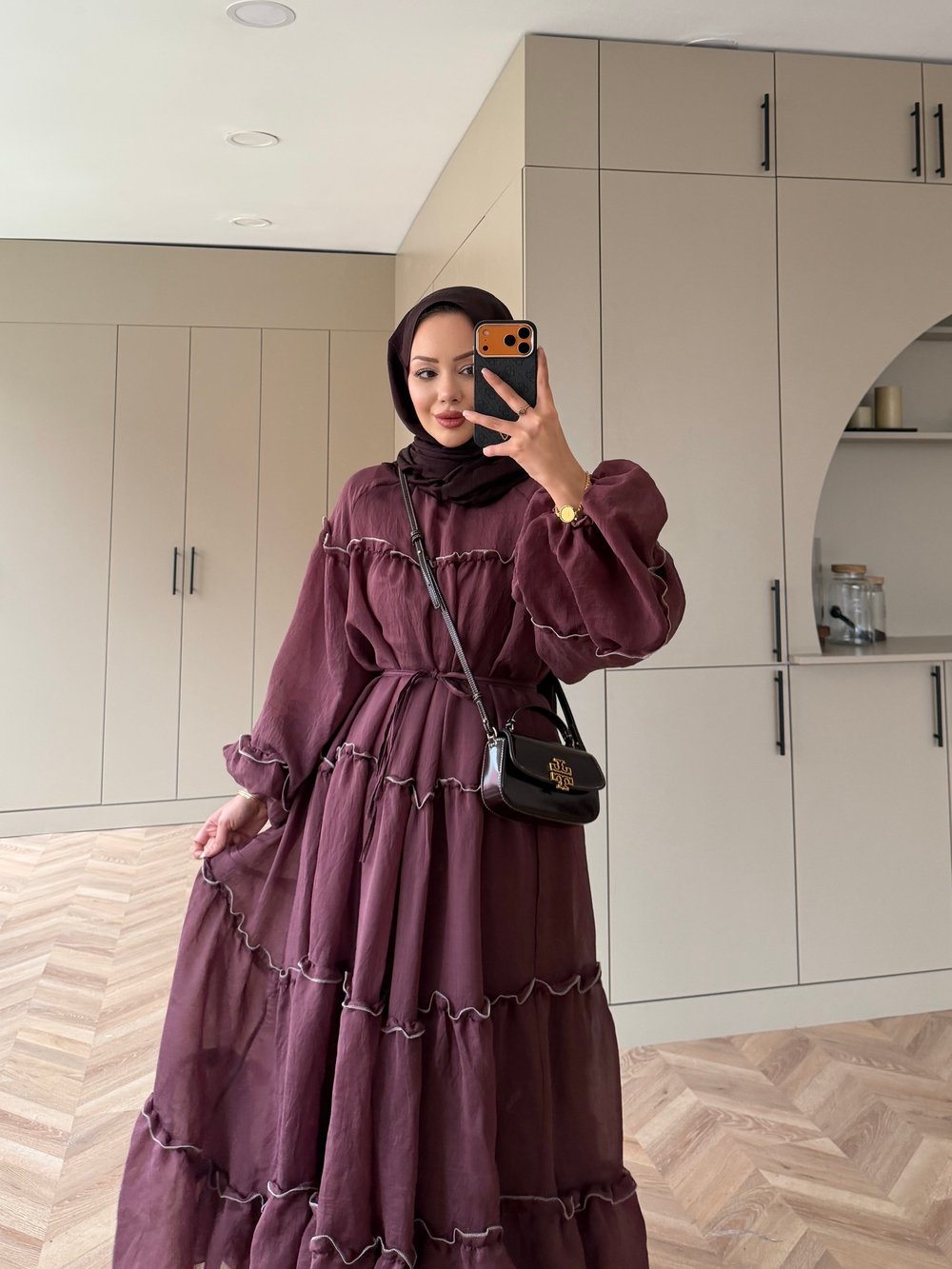 Halter Şifon Elbise Bordo (4475)
