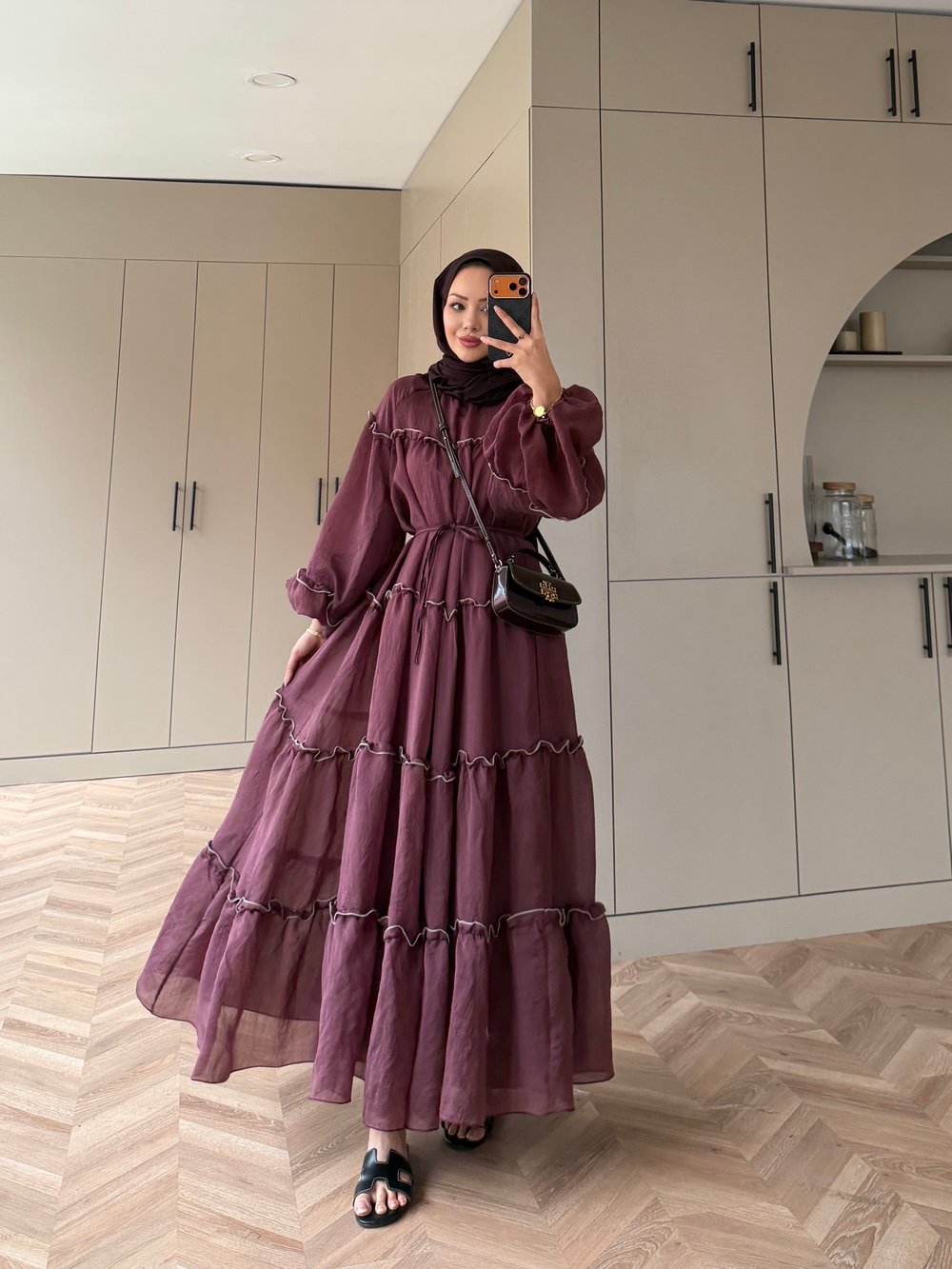 Halter Şifon Elbise Bordo (4475)