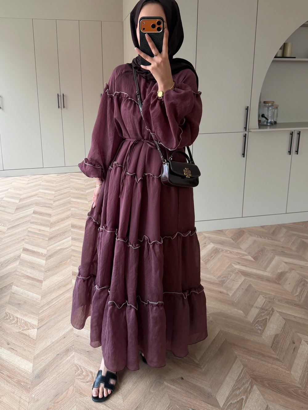 Halter Şifon Elbise Bordo (4475)