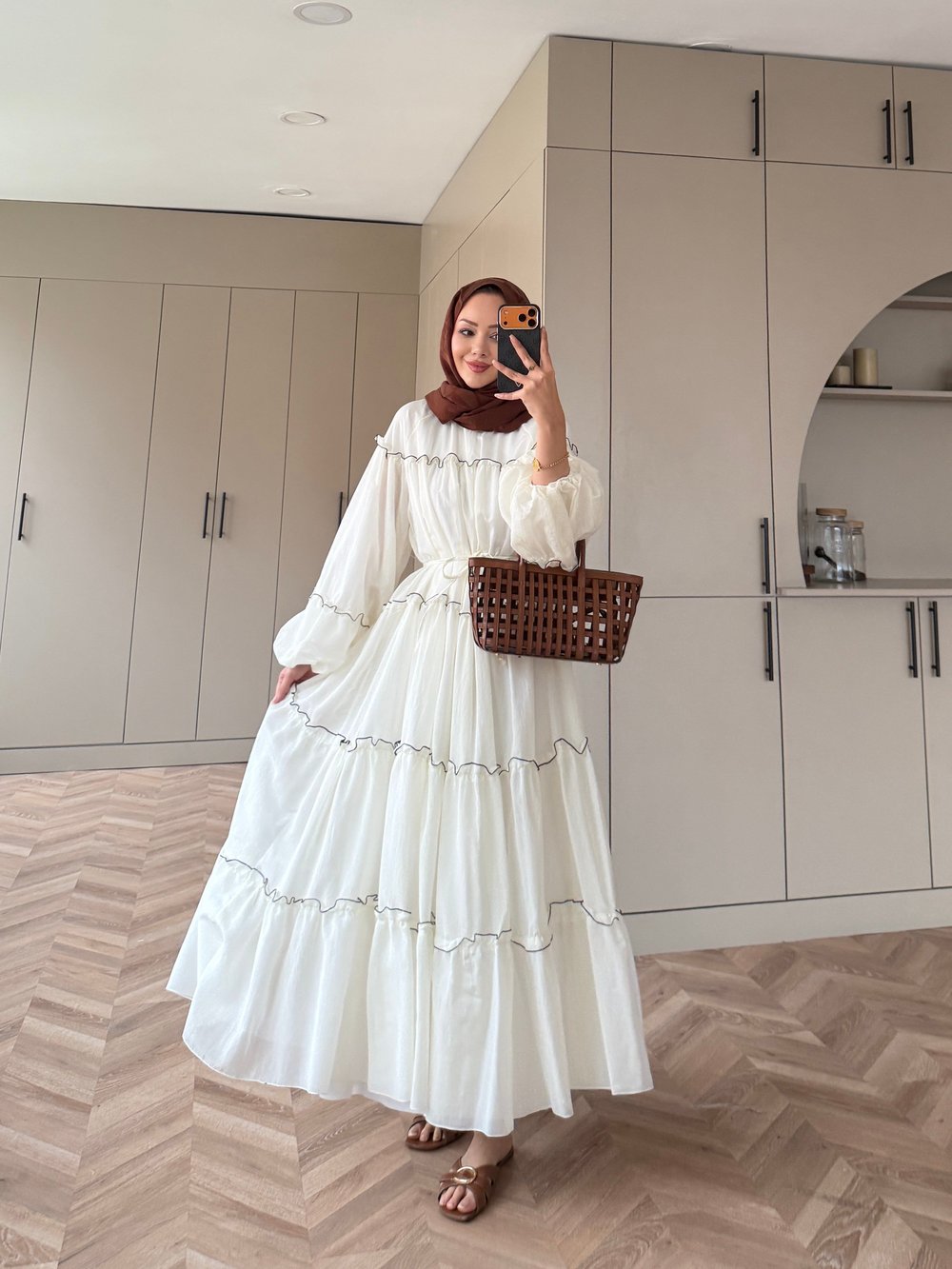 Halter Tül Elbise Ekru (4475)