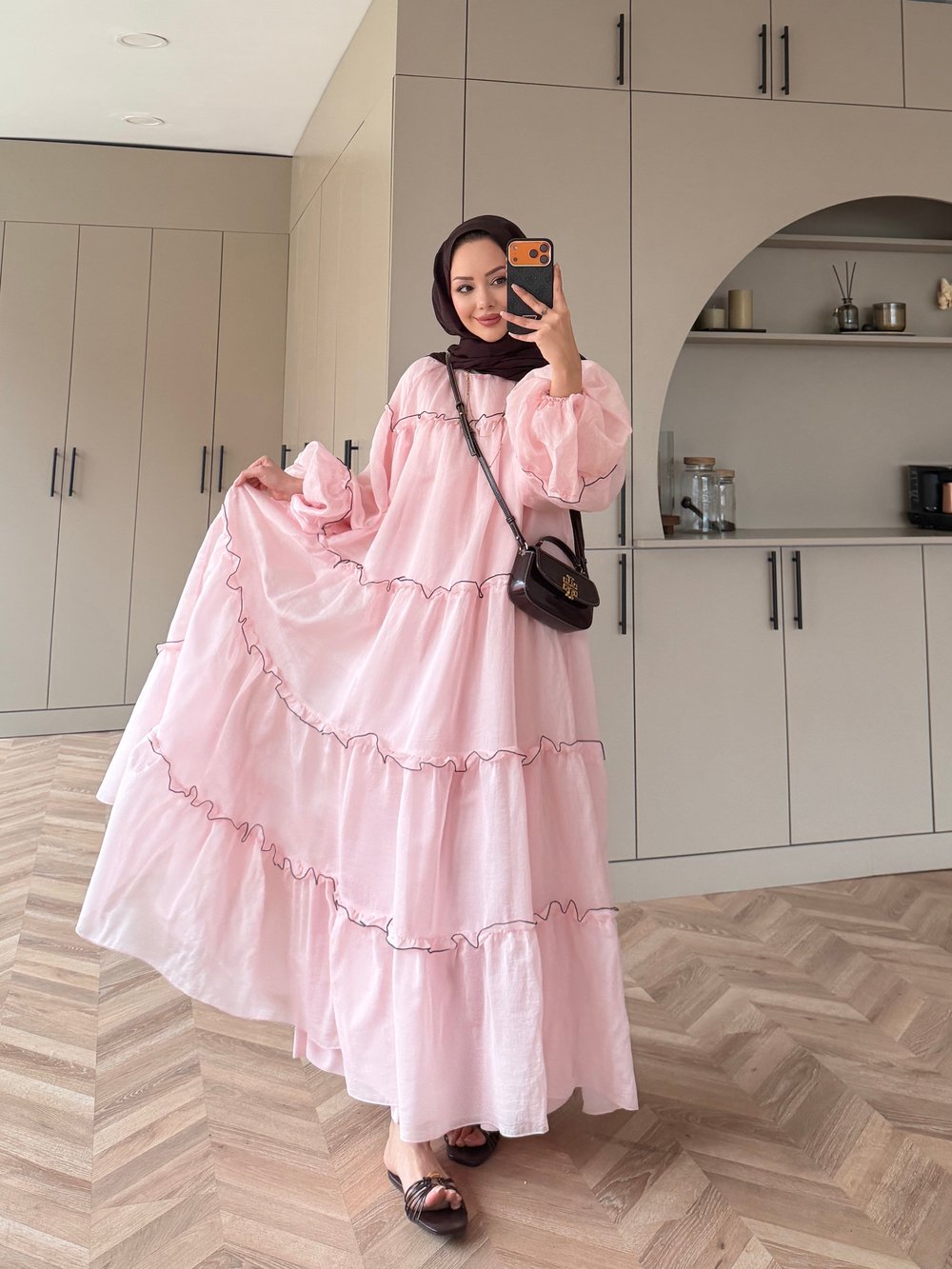 Halter Tül Elbise Pembe (4475)