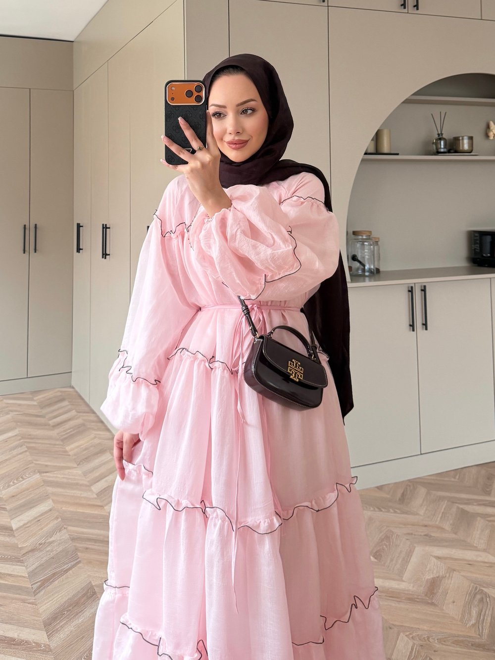 Halter Tül Elbise Pembe (4475)