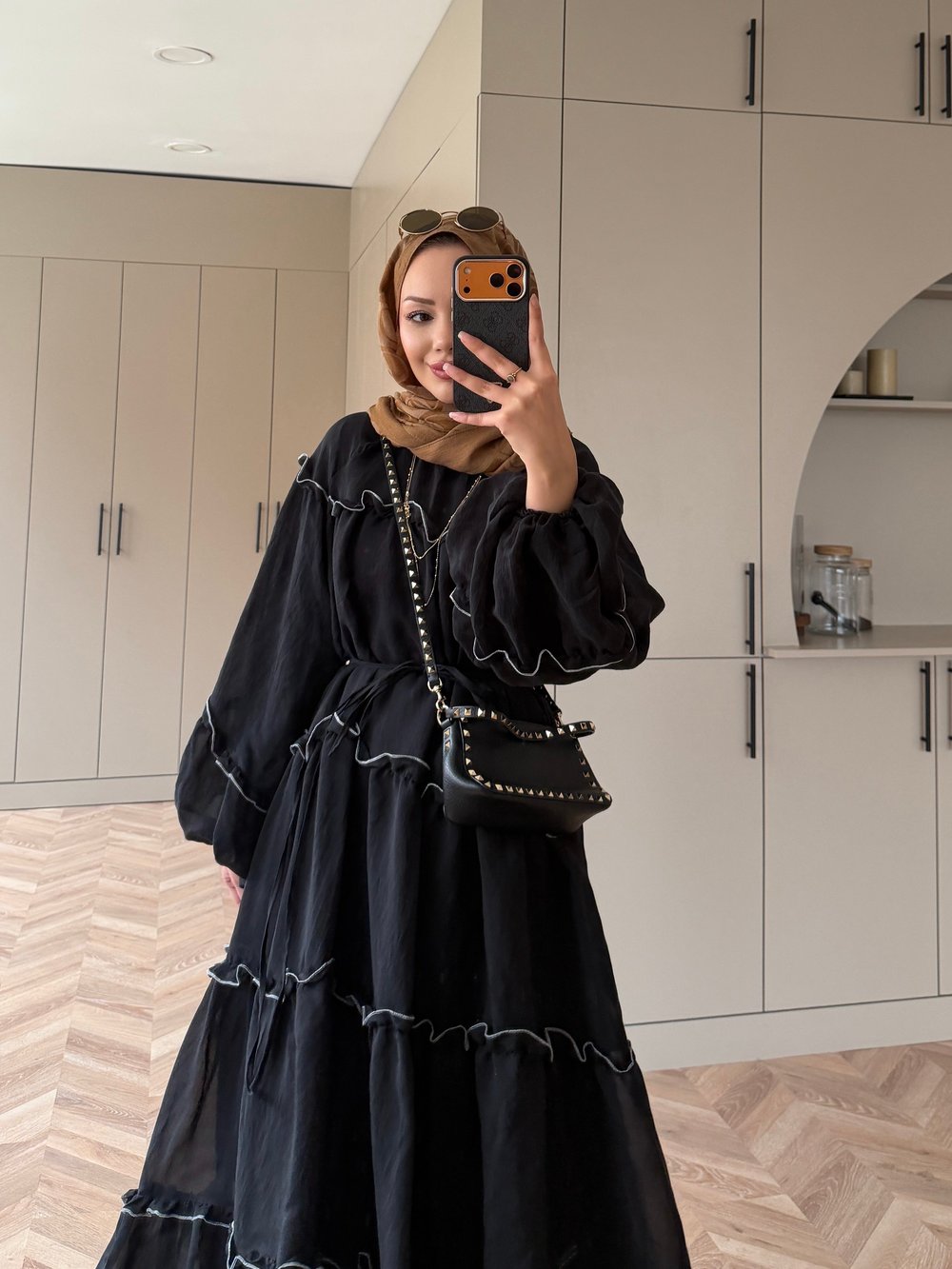 Halter Şifon Elbise Siyah (4475)