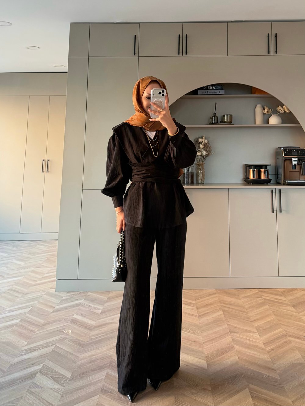 Helena Modal Gofre Pantolonlu Takım Siyah (8016)