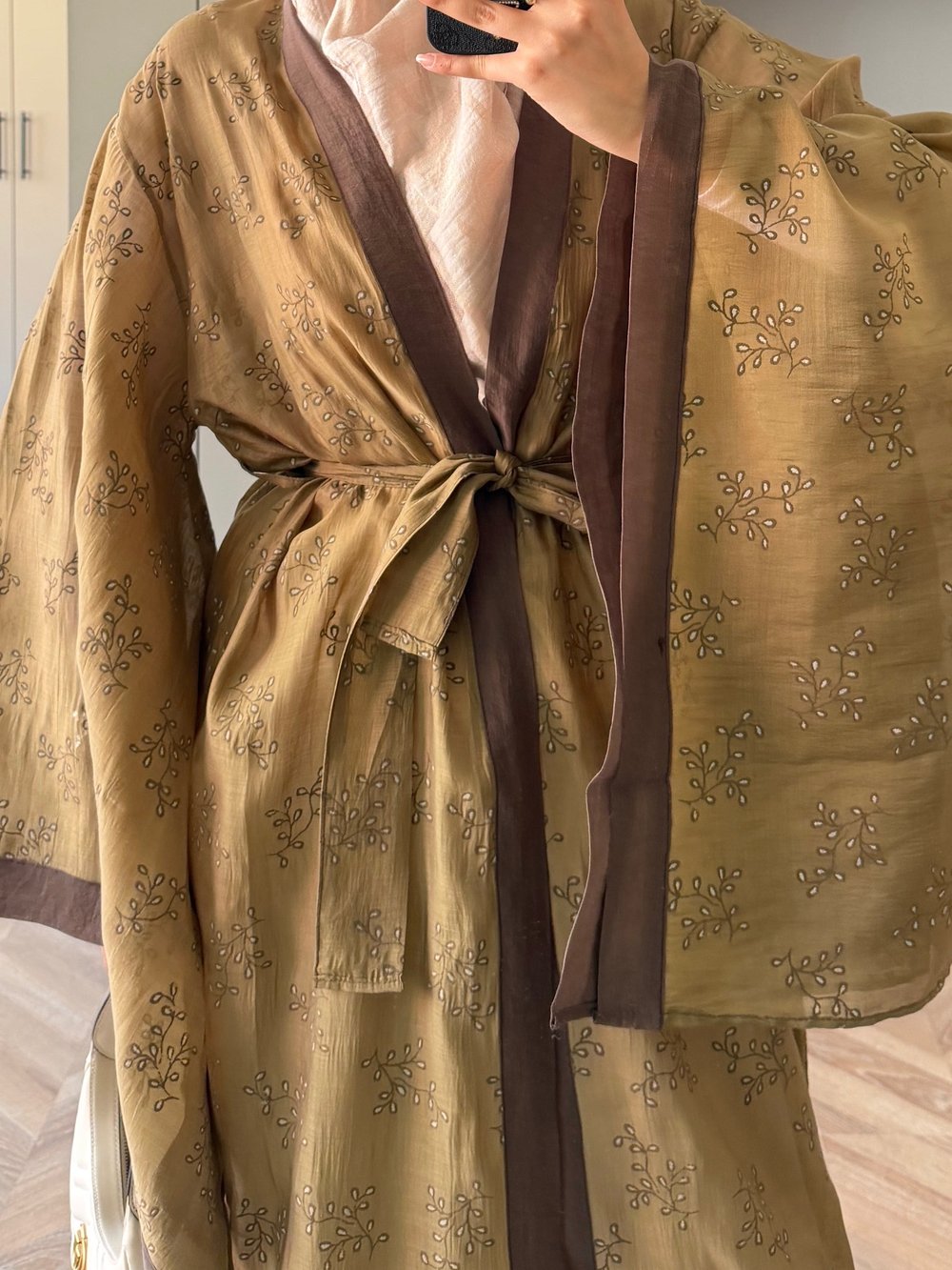 Hira Nakış İşlemeli Kimono Olive (5097)
