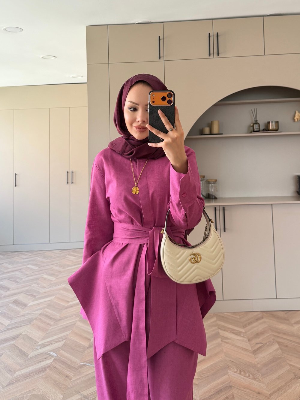 İlay Keten Pantolonlu Takım Pembe (216)