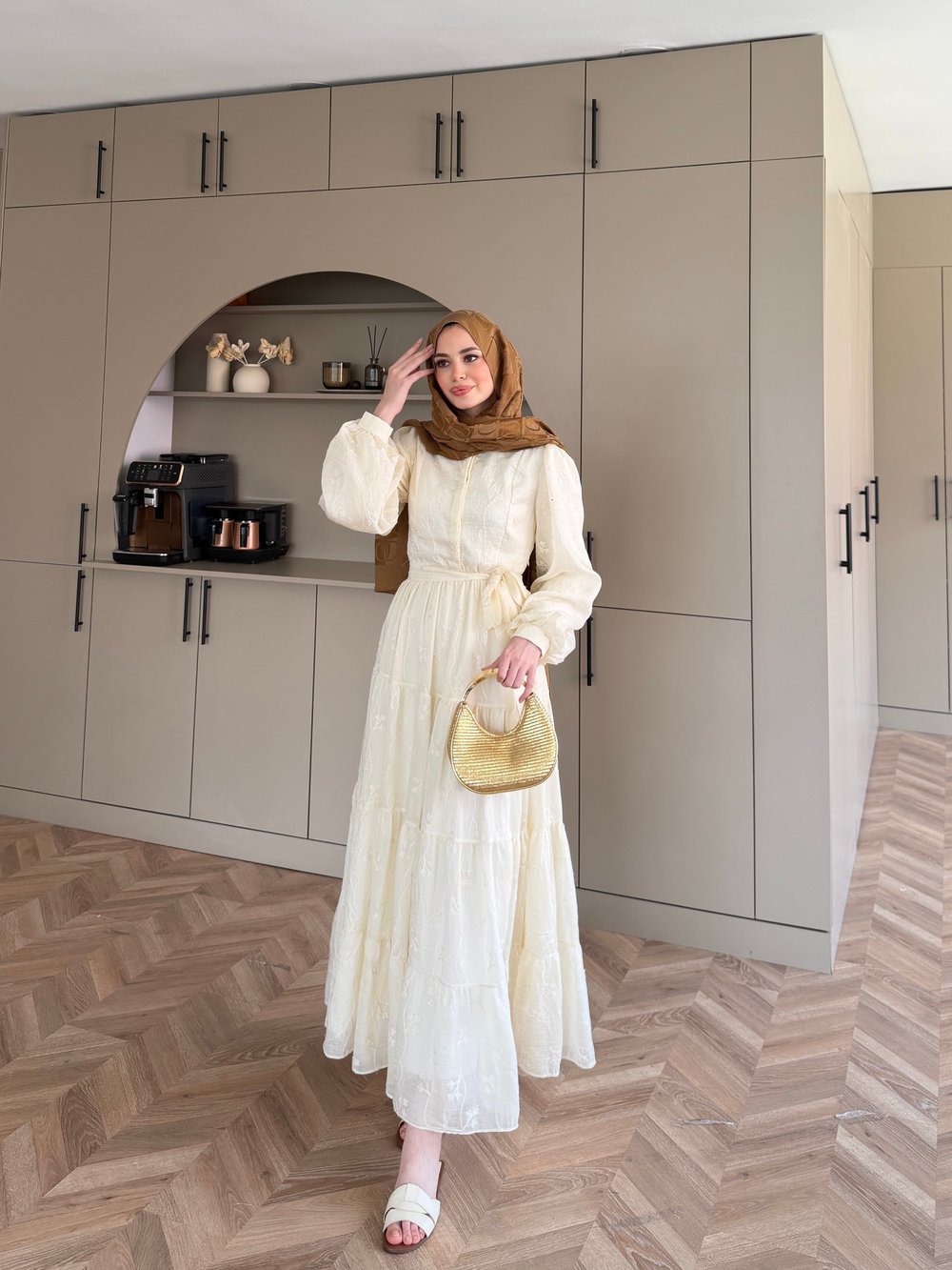 İlter Brode Nakışlı Elbise Sarı (26157)