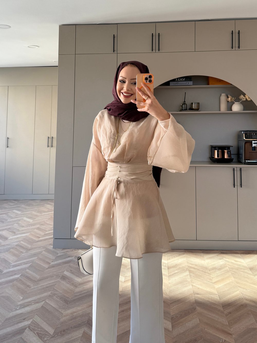 İnci Beli Büzgülü Gömlek Bordo (26014)