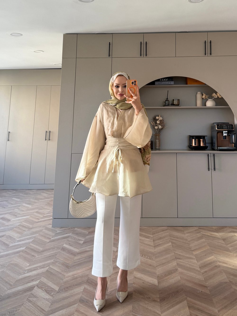 İnci Beli Büzgülü Gömlek Yeşil (26014)