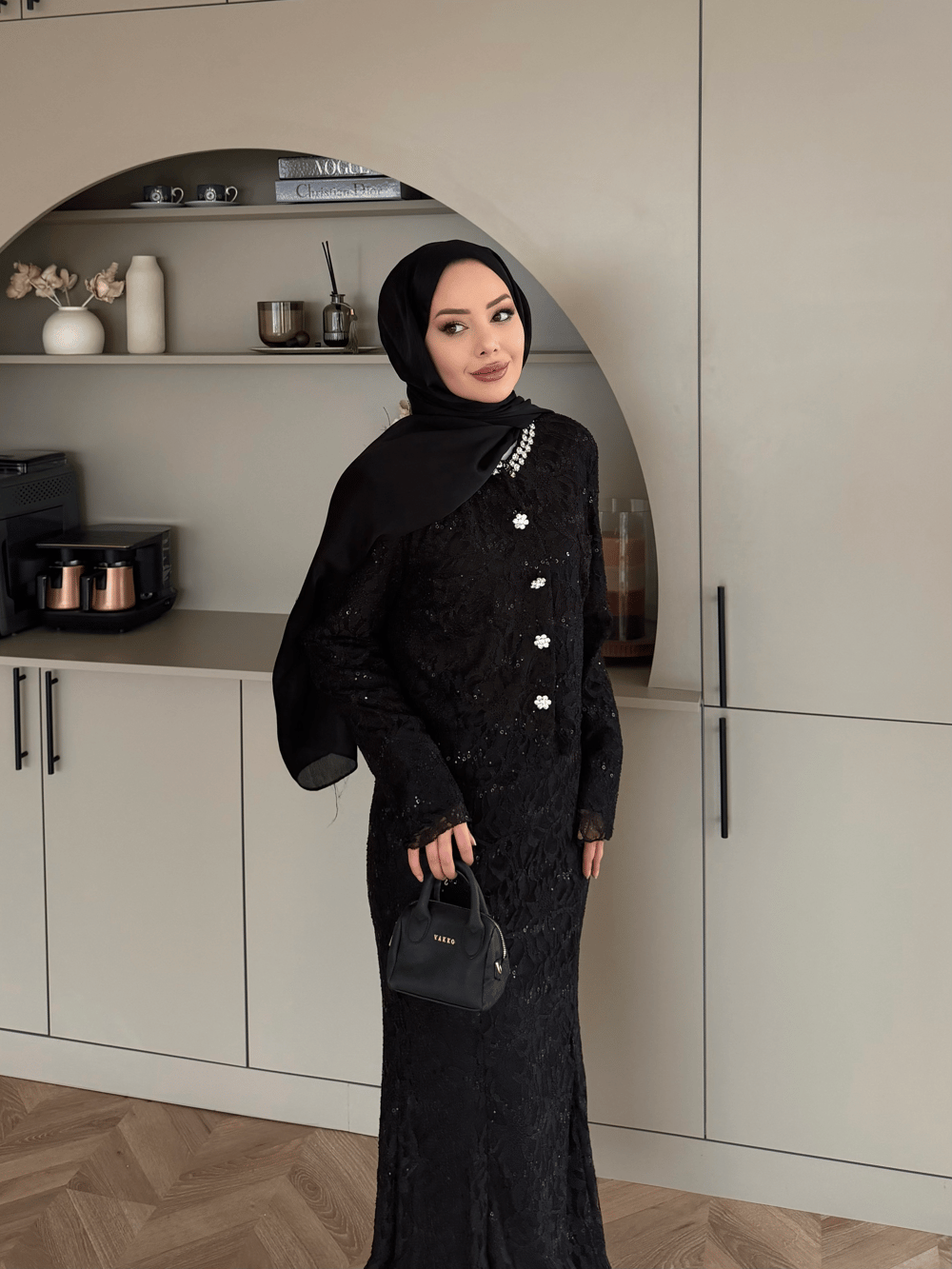 İthal Dantelli Etekli Takım Siyah (5744)