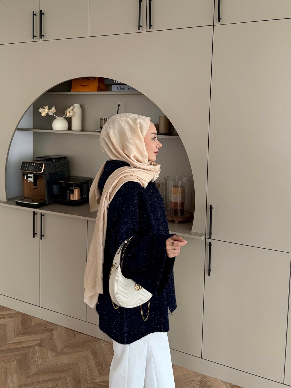 Kapüşonlu Simli Hırka Lacivert