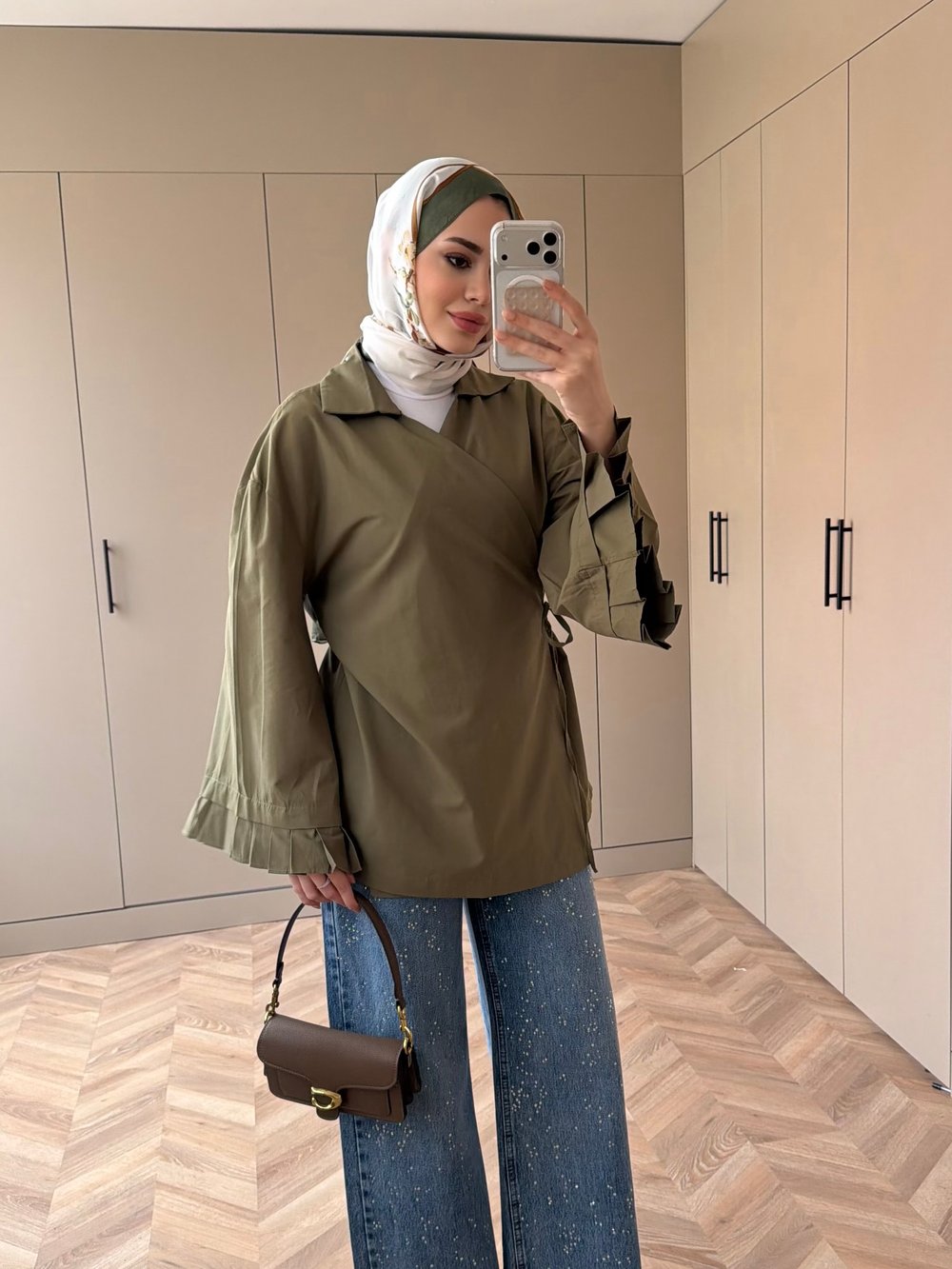 Kolu Pileli Bağlamalı Gömlek Haki (2301)