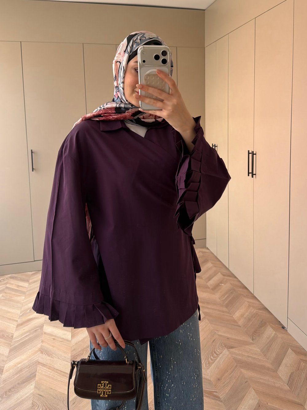 Kolu Pileli Bağlamalı Gömlek Mürdüm (2301)