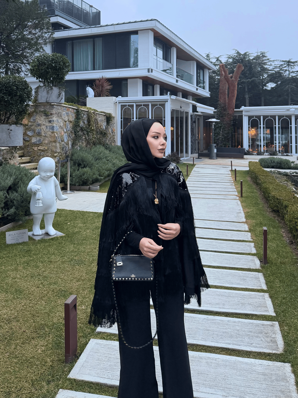 Lara Püsküllü Pantolonlu Takım Siyah (5728)