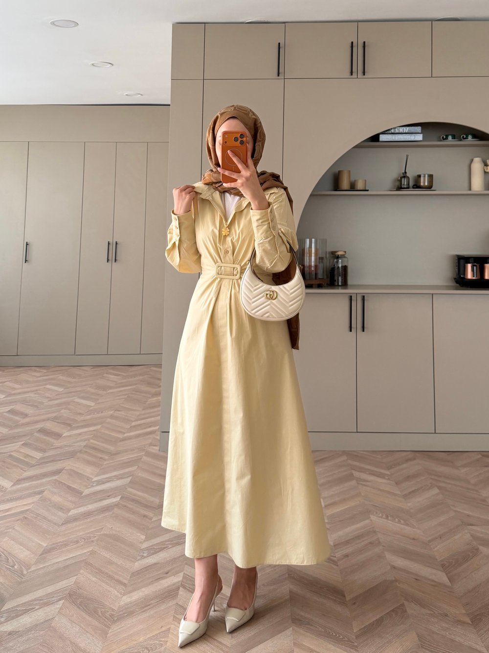 Lava Toka Detaylı Gömlek Elbise Sarı (4416)