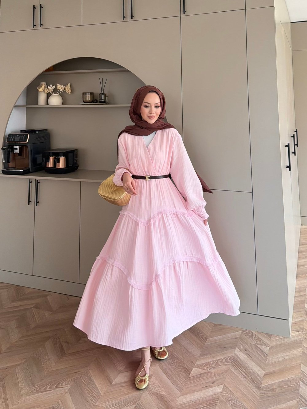Lavin Müslin Elbise Pembe (4496)