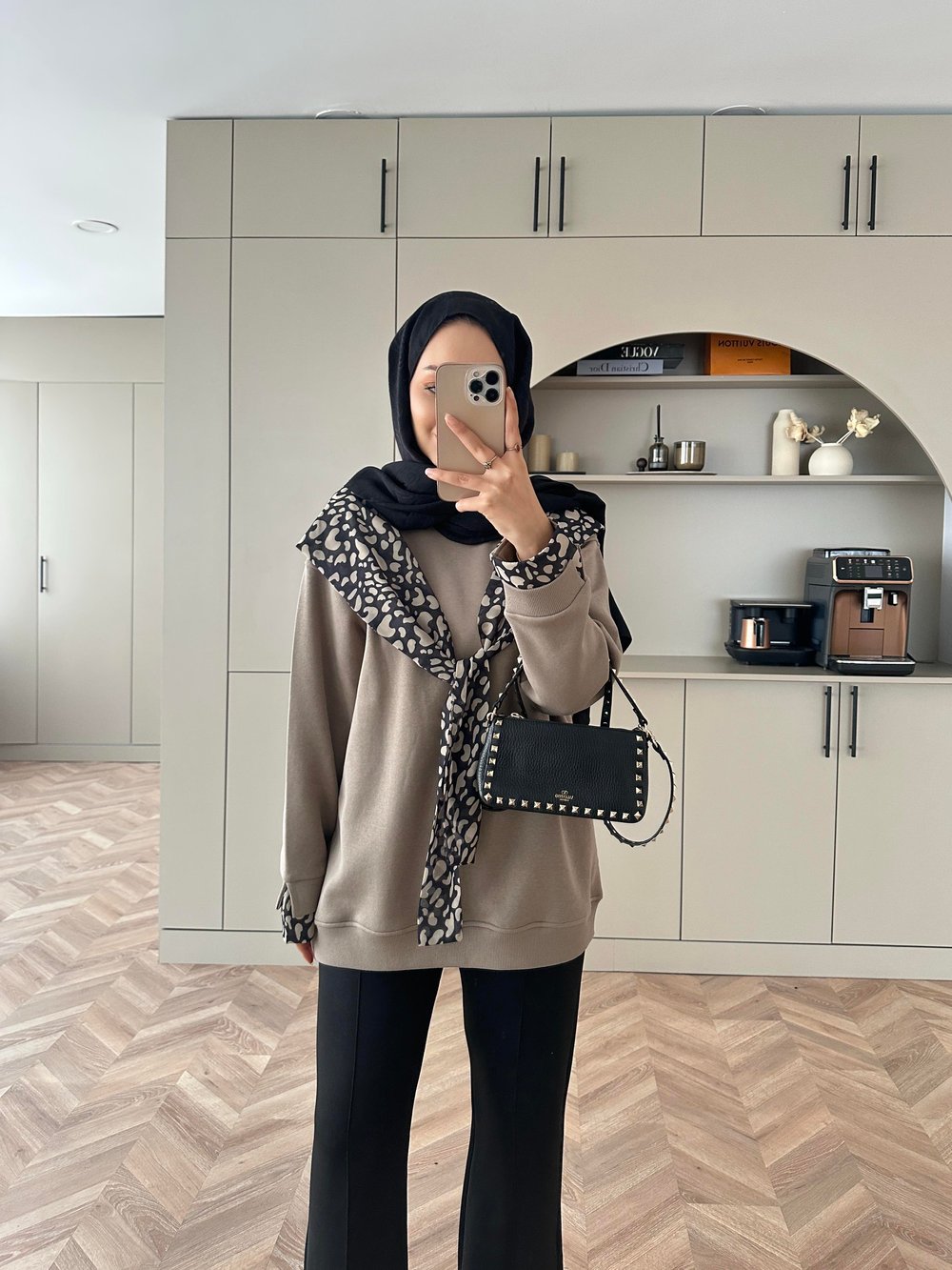 Leopar Atkı Detaylı Sweat Vizon