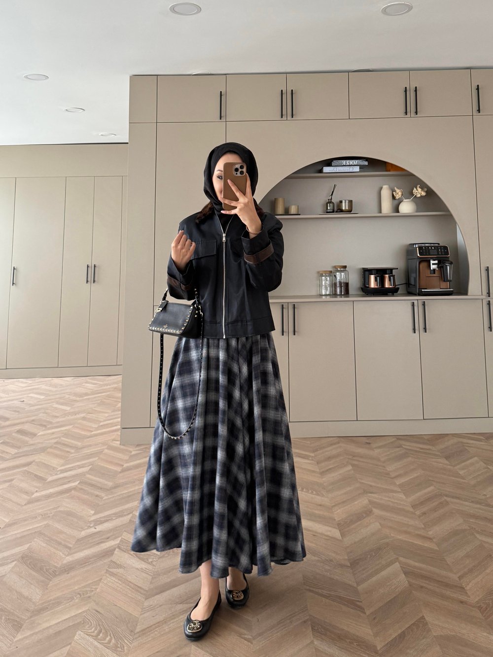 Leopar Kürk Yaka Ceket Lacivert