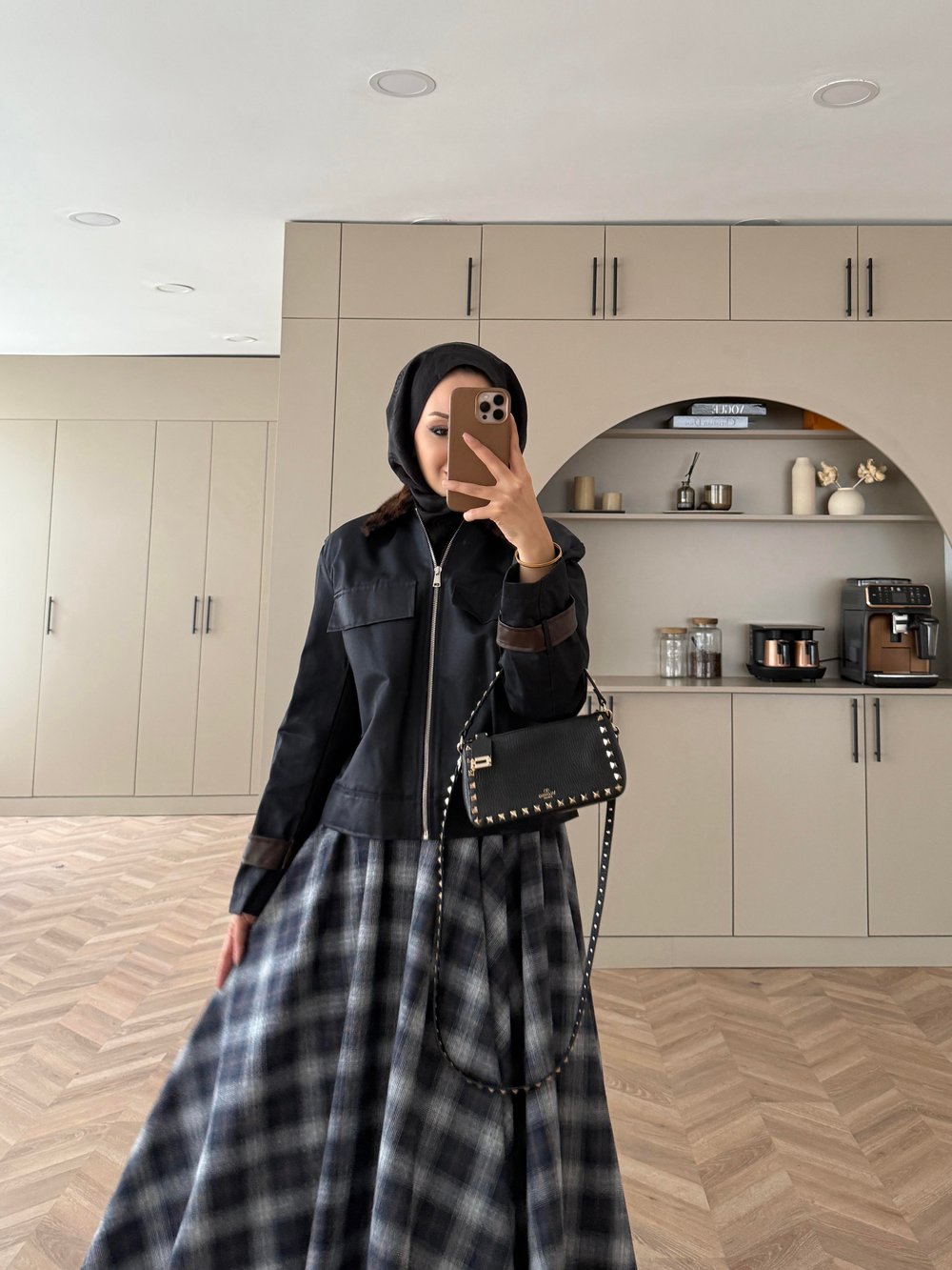 Leopar Kürk Yaka Ceket Lacivert