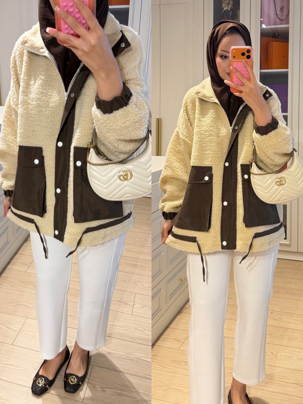 Lexi Dik Yaka Peluş Ceket Kahve (3234)