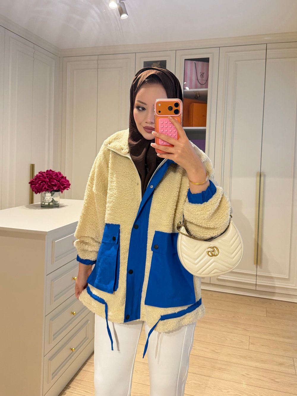 Lexi Dik Yaka Peluş Ceket Mavi (3234)