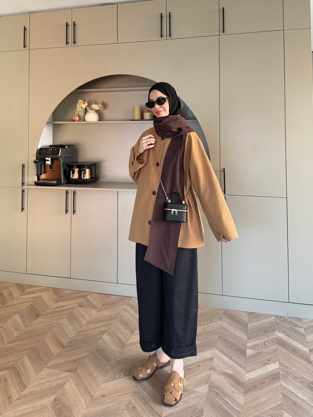 Leya Atkı Detaylı Trenç Camel (4576)