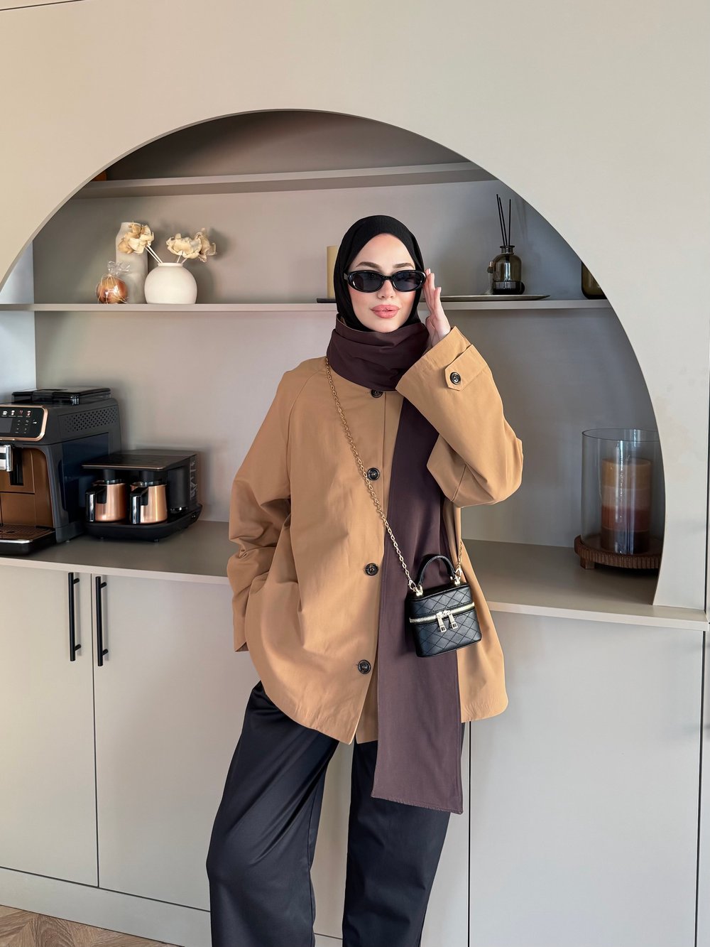 Leya Atkı Detaylı Trenç Camel (4576)
