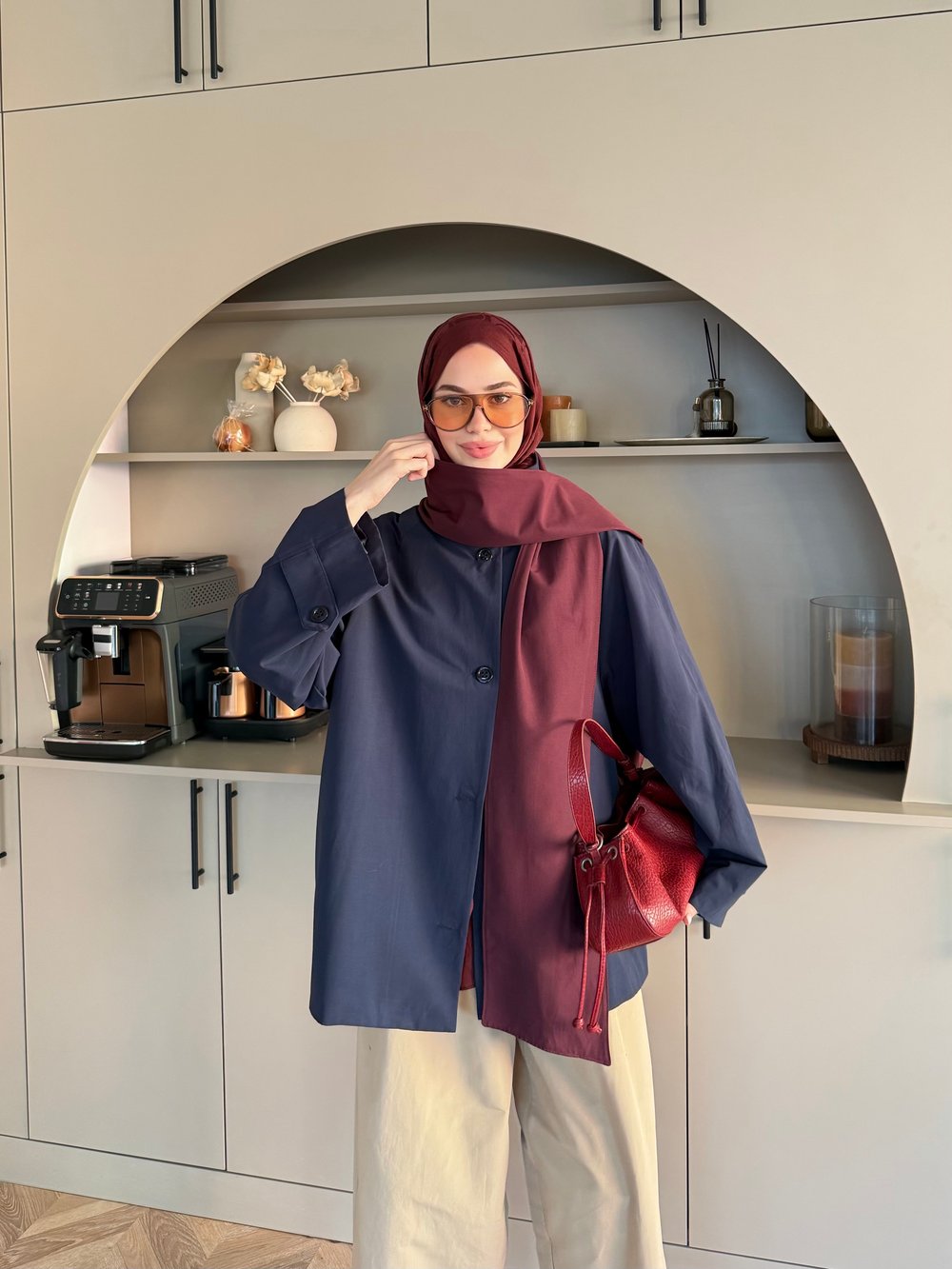 Leya Atkı Detaylı Trenç Lacivert (4576)