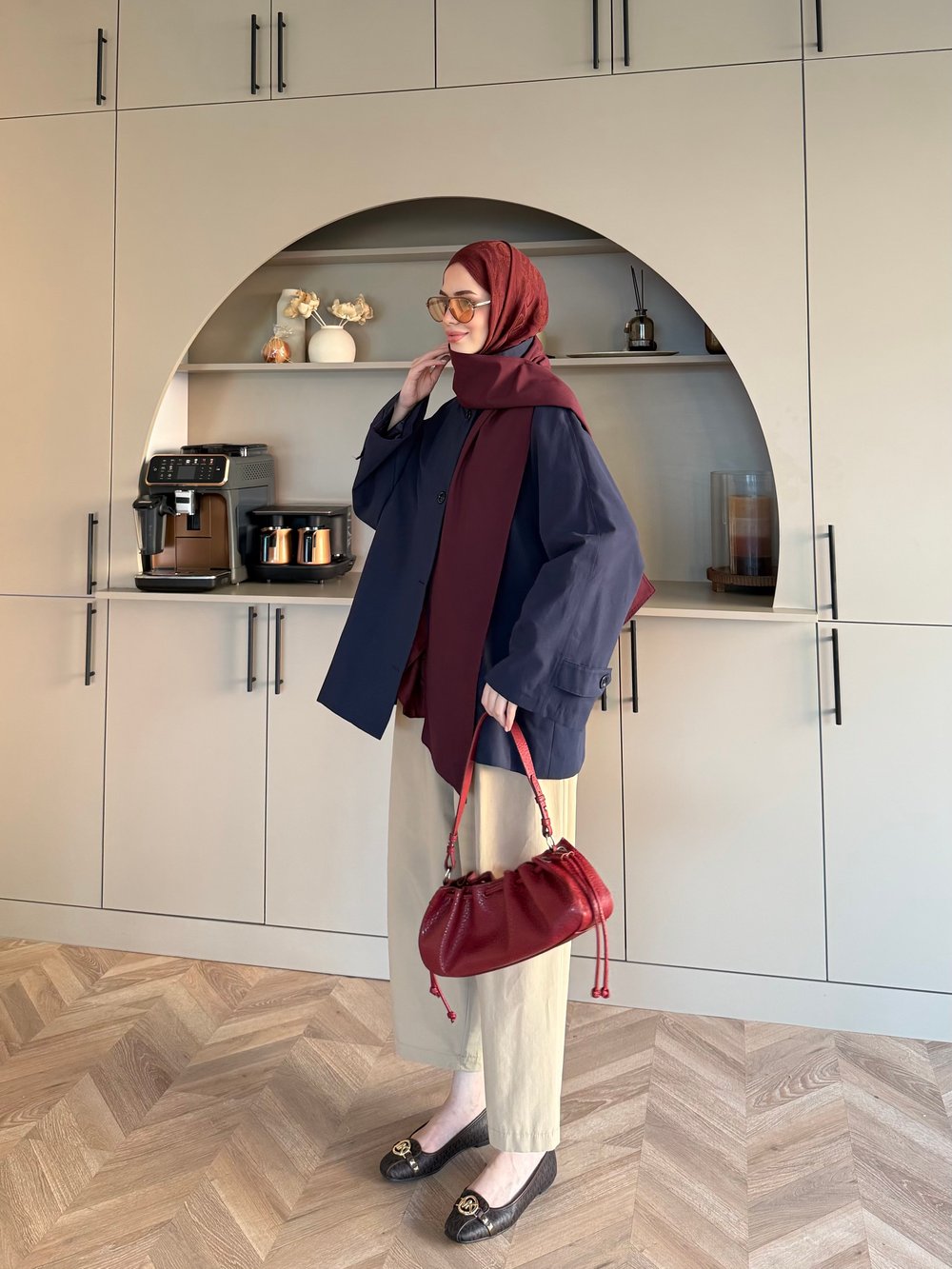 Leya Atkı Detaylı Trenç Lacivert (4576)