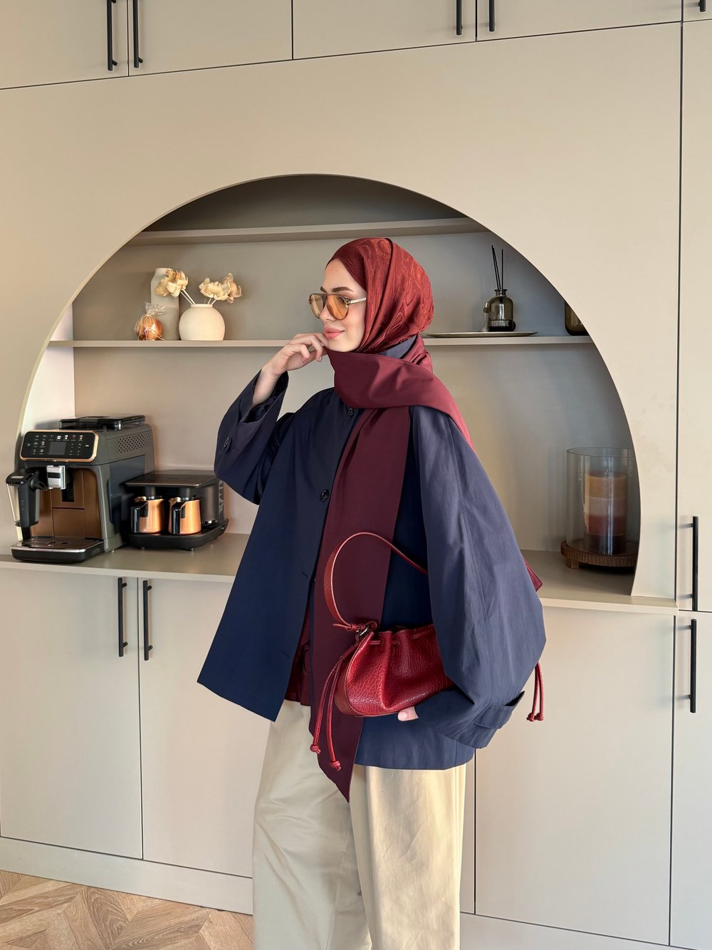 Leya Atkı Detaylı Trenç Lacivert (4576)