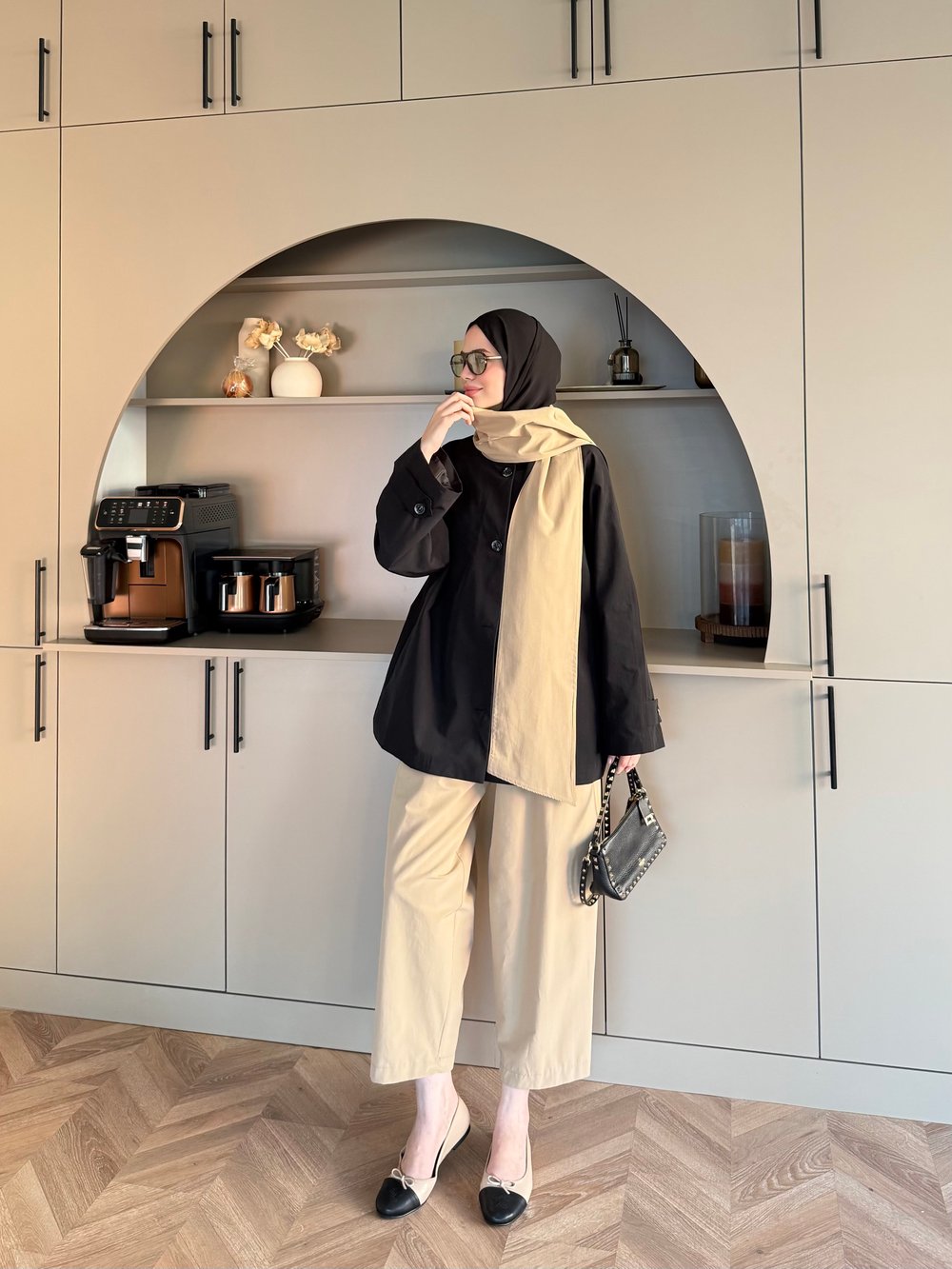 Leya Atkı Detaylı Trenç Siyah (4576)