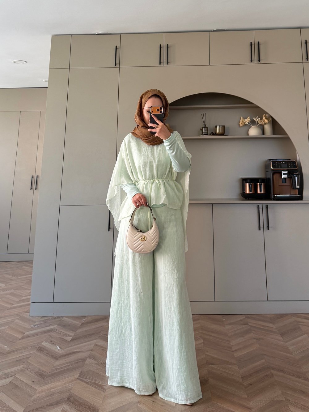 Lilas Asimetrik Kesim Pantolon Takım Mint Yeşili (4479)