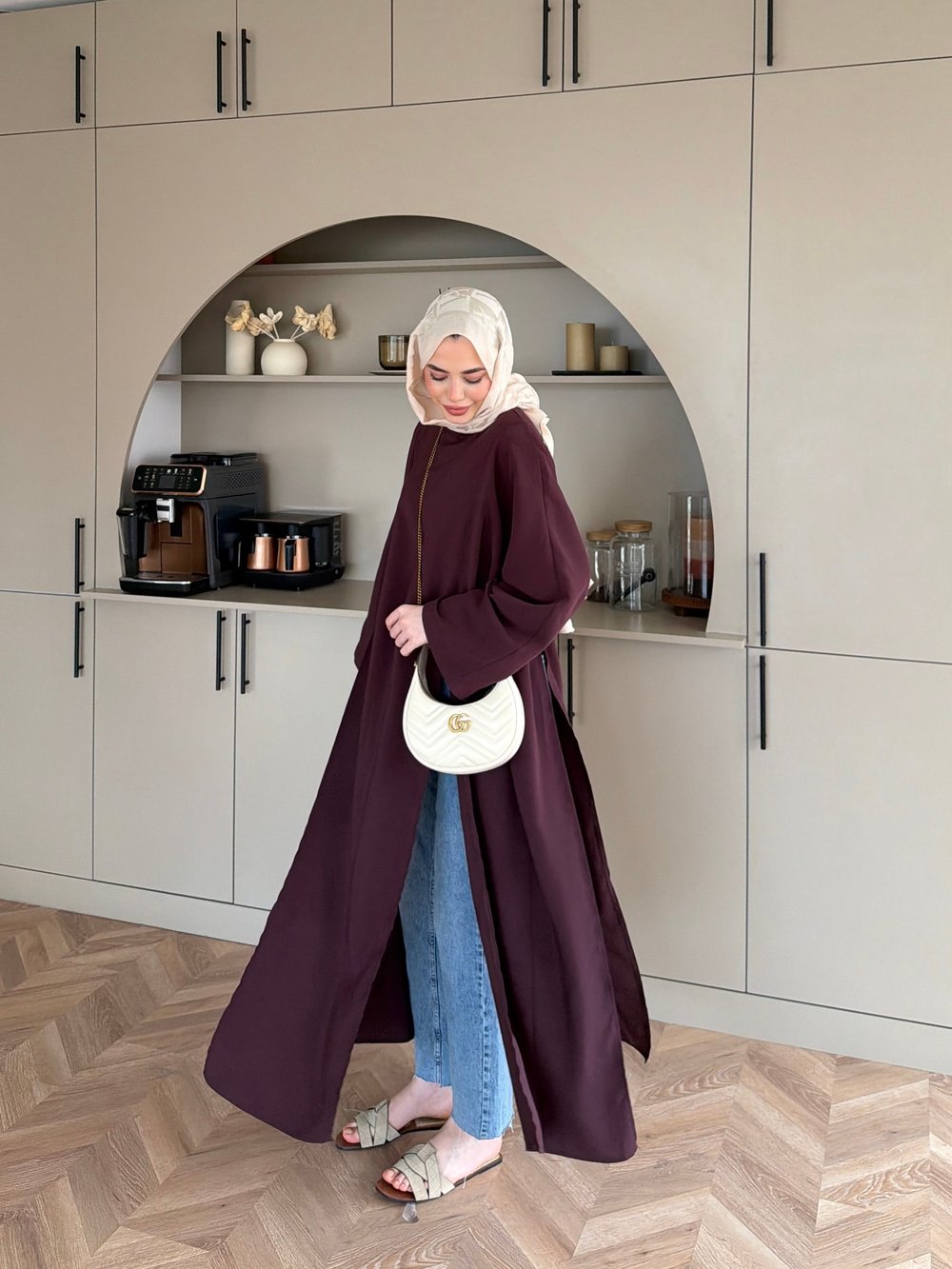 Lina Yırtmaçlı Bluz Bordo (4507)