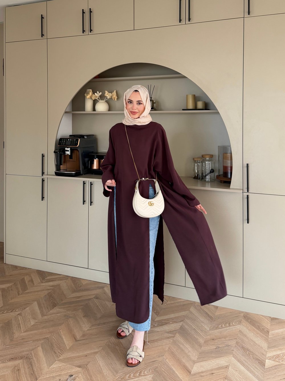 Lina Yırtmaçlı Bluz Bordo (4507)