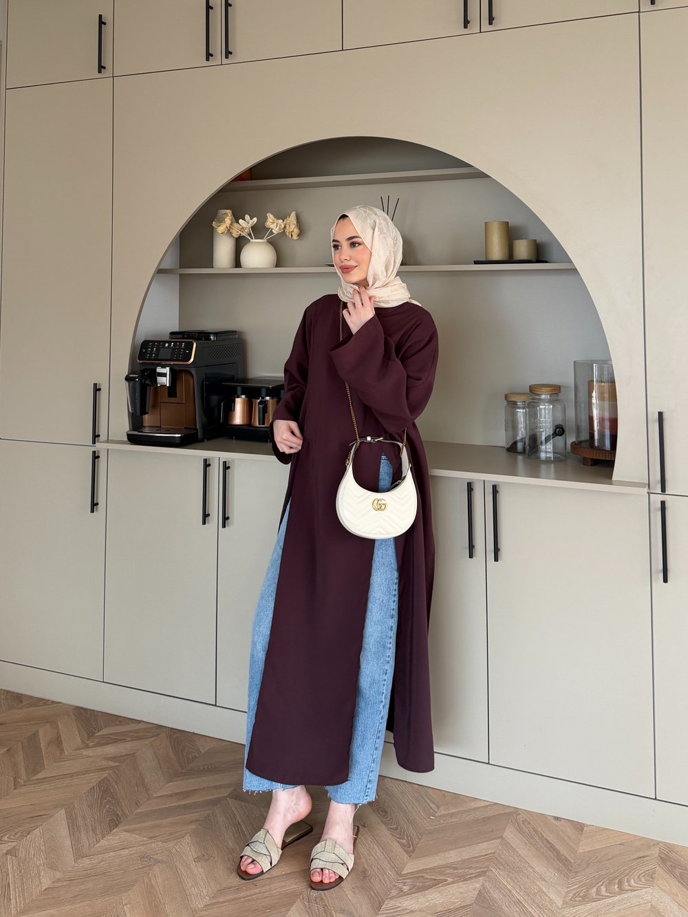 Lina Yırtmaçlı Bluz Bordo (4507)