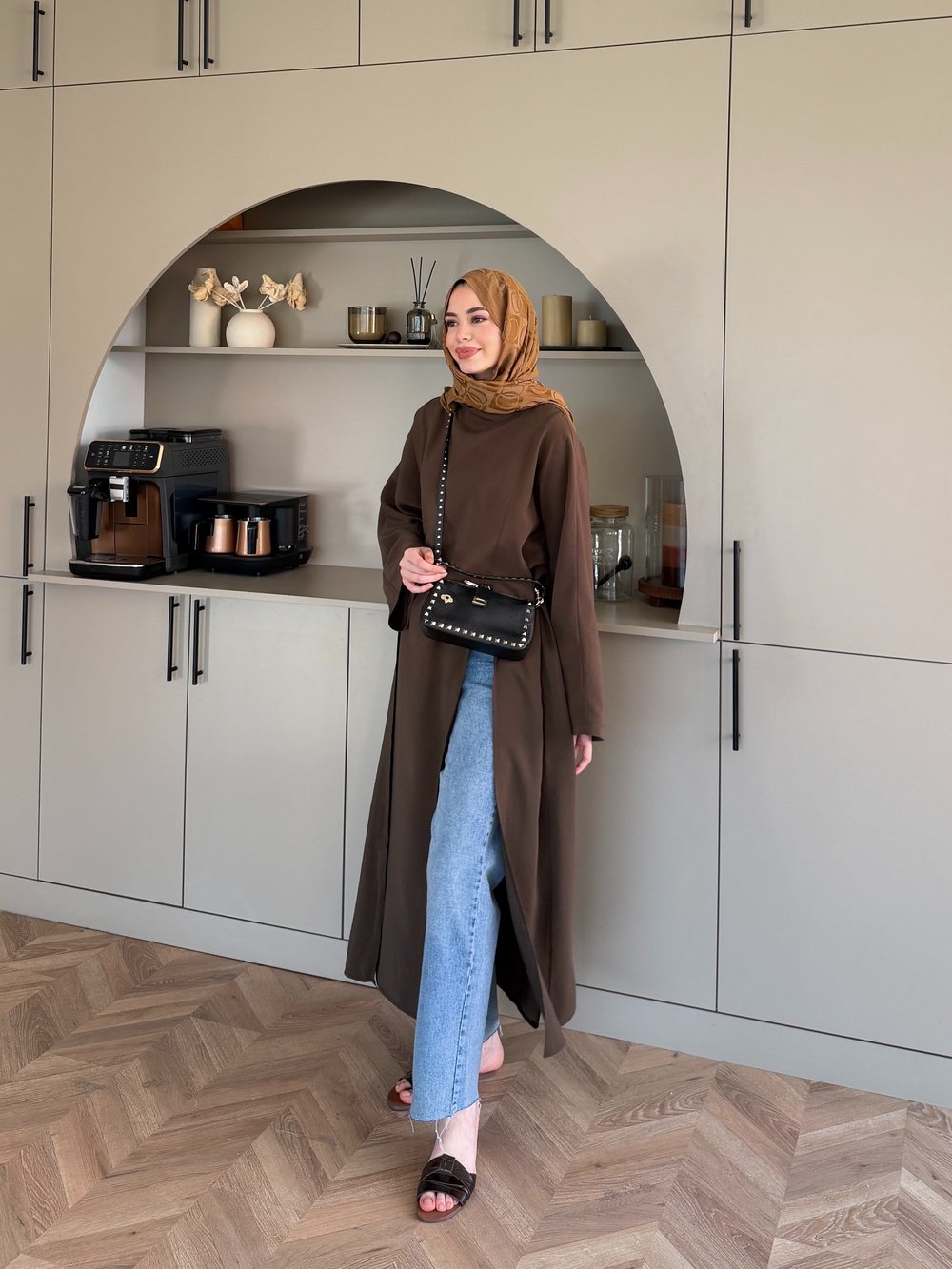 Lina Yırtmaçlı Bluz Kahve (4507)