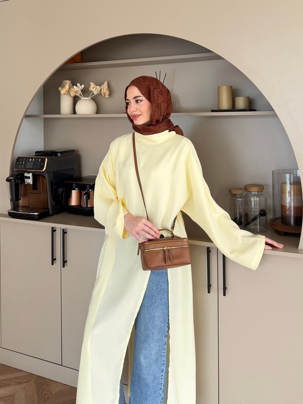Lina Yırtmaçlı Bluz Sarı (4507)