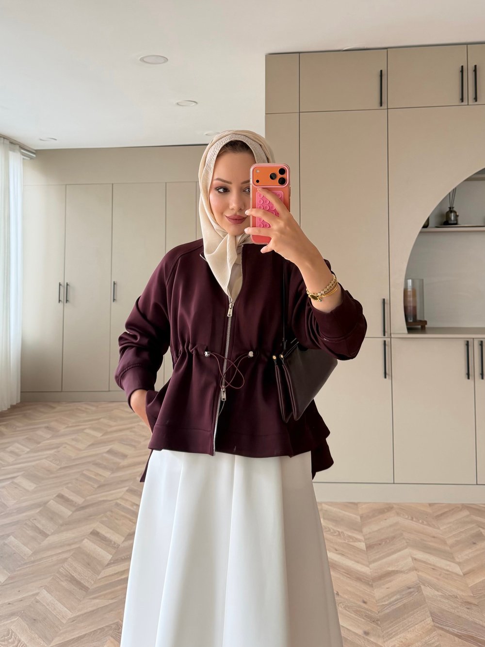 Lioli Beli Büzgülü Ceket Bordo (160004)