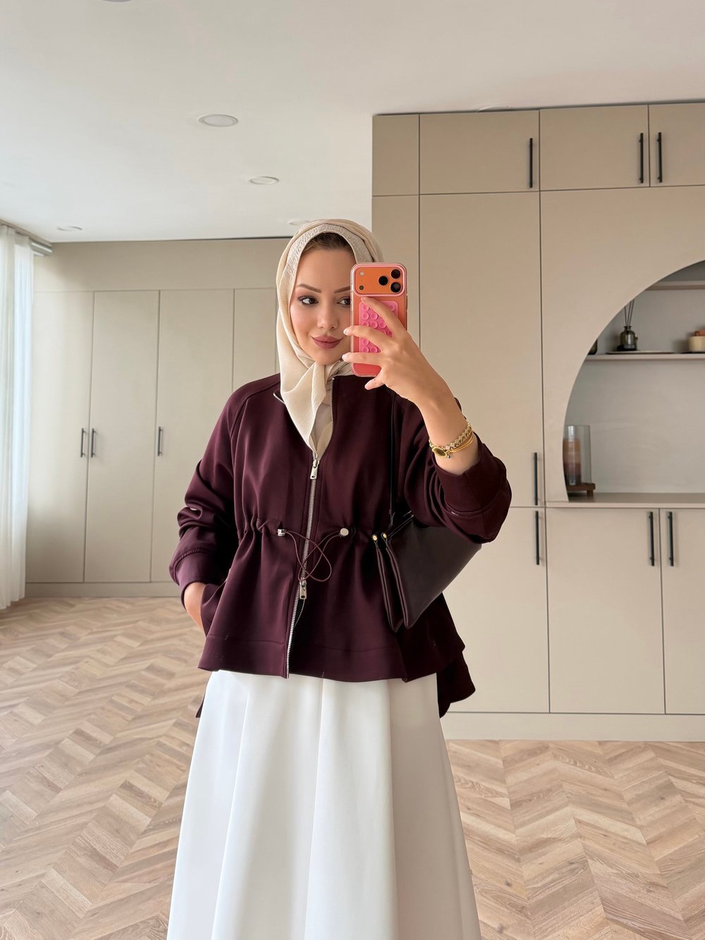 Lioli Beli Büzgülü Ceket Bordo (160004)