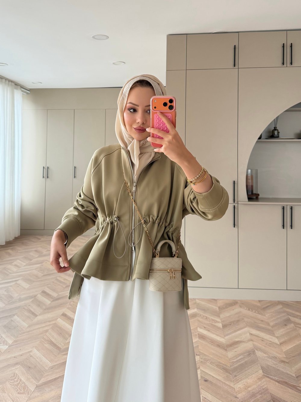 Lioli Beli Büzgülü Ceket Haki (160004)