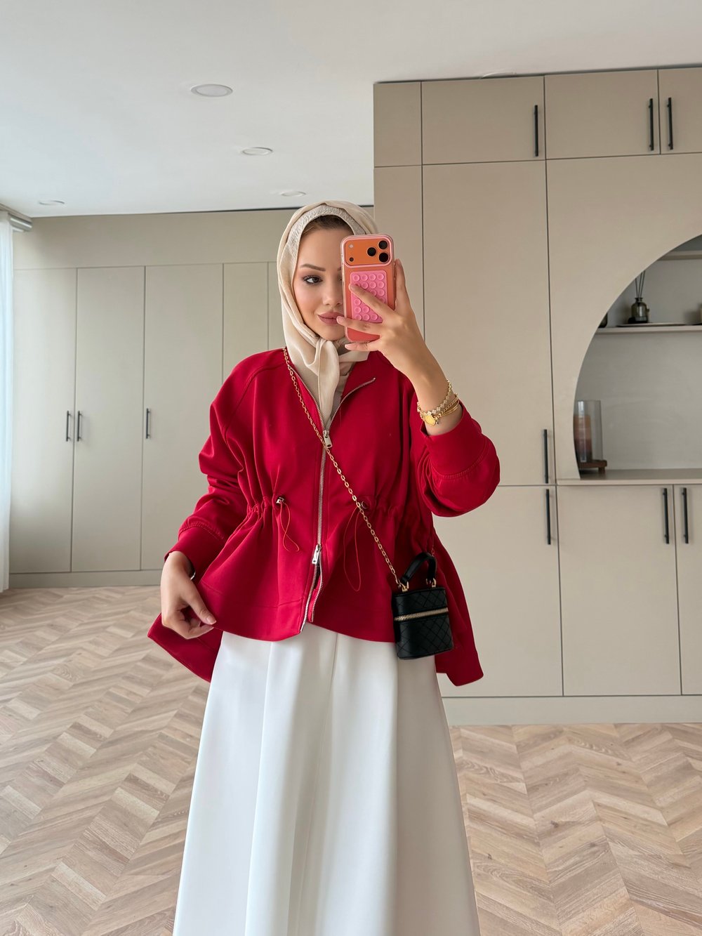 Lioli Beli Büzgülü Ceket Kırmızı (160004)