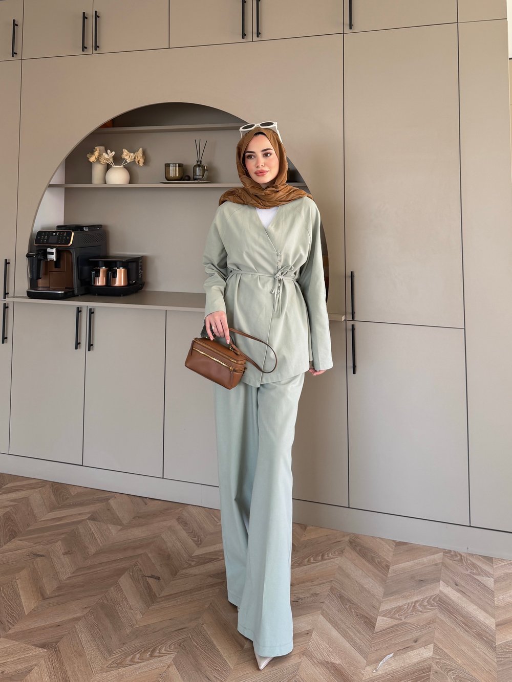 Lioris Düğme Detaylı Pantolonlu Takım Mint Yeşili (4513)