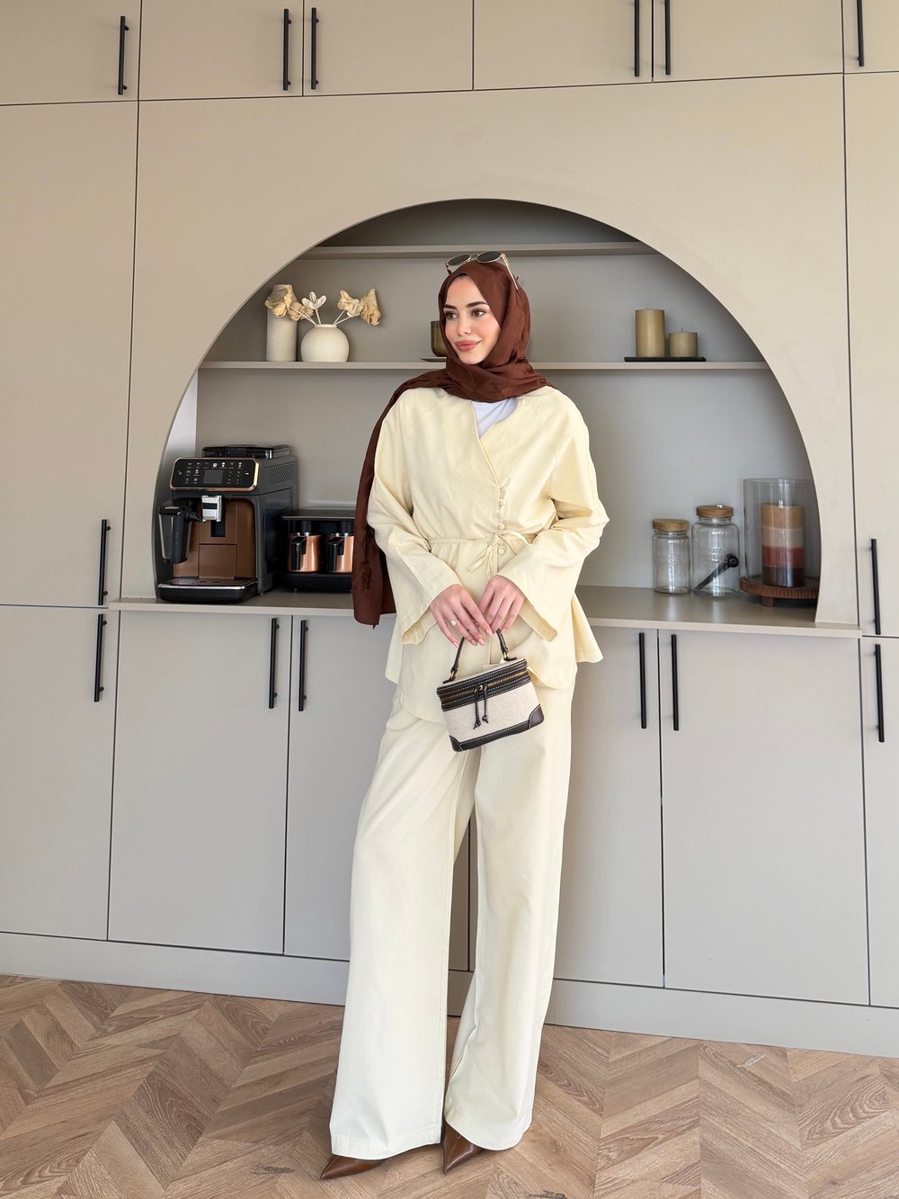 Lioris Düğme Detaylı Pantolonlu Takım Bej (4513)