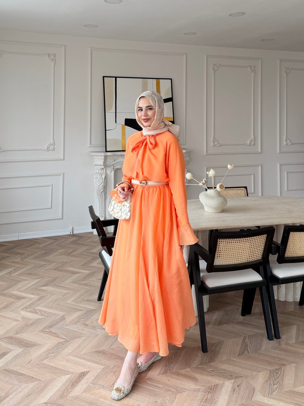 Loly Bağlamalı Etekli Takım Turuncu (3367)